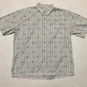 COOKE STREET Men's Size‎ XL palm Tree Hawaiian Pullover Shirt White Cotton USA